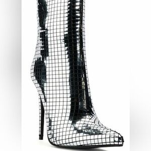 Azalea Wang Montrose Silver Mirror Stiletto Booties Size 9